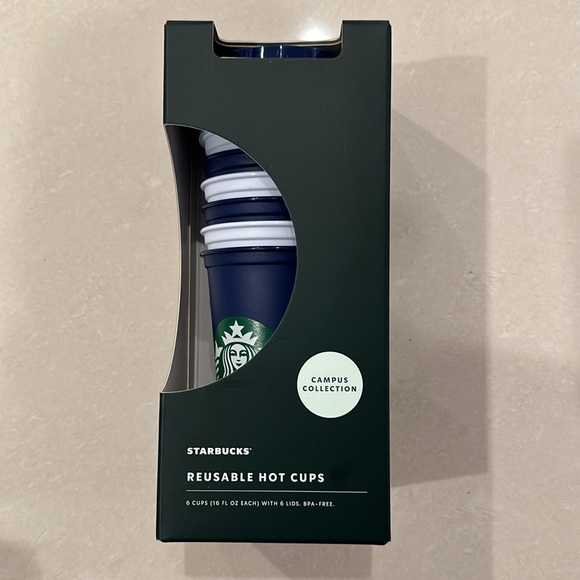 NWT Starbucks, FIU Campus Collection Reusable Hot Cups, Set of 6 cups (16 FL OZ) - Picture 2 of 6